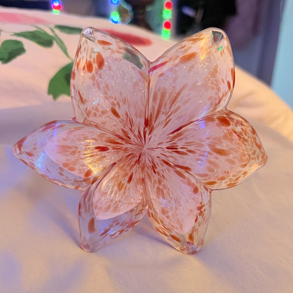 Pink & Orange Glass Flower Decor